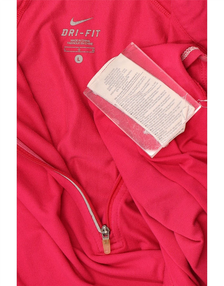 Γυναικεία φόρμα πουλόβερ με φερμουάρ Nike Dri Fit Top UK 16 Large Pink Nylon