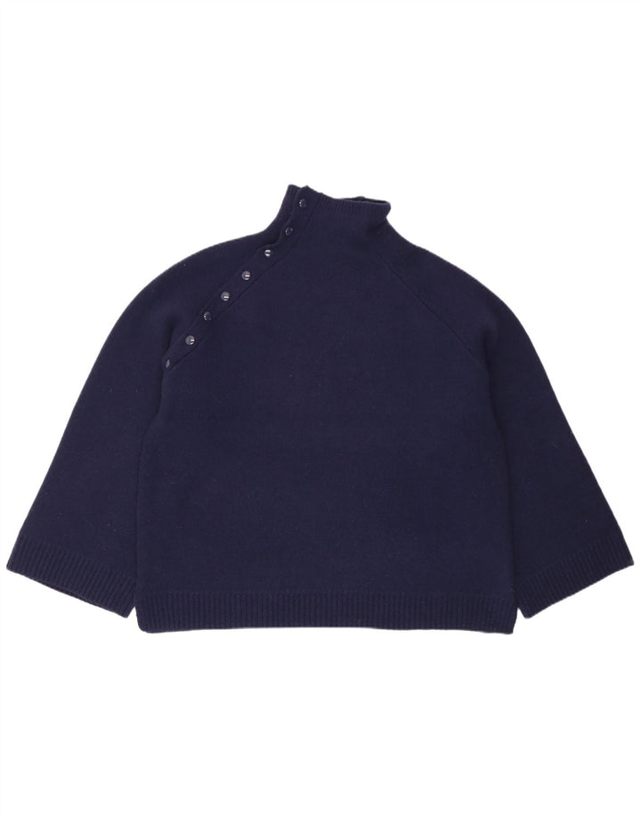 Zara Γυναικείο πουλόβερ με λαιμό χελώνα UK 10 Small Navy Blue Wool