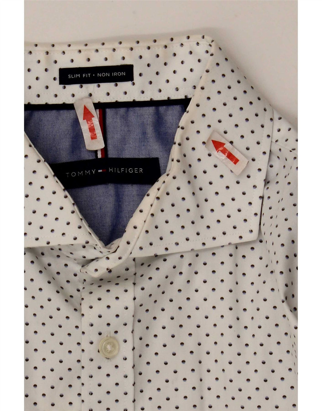 Ανδρικό πουκάμισο Tommy Hilfiger Slim Fit Μέγεθος 16 Large White Spotted