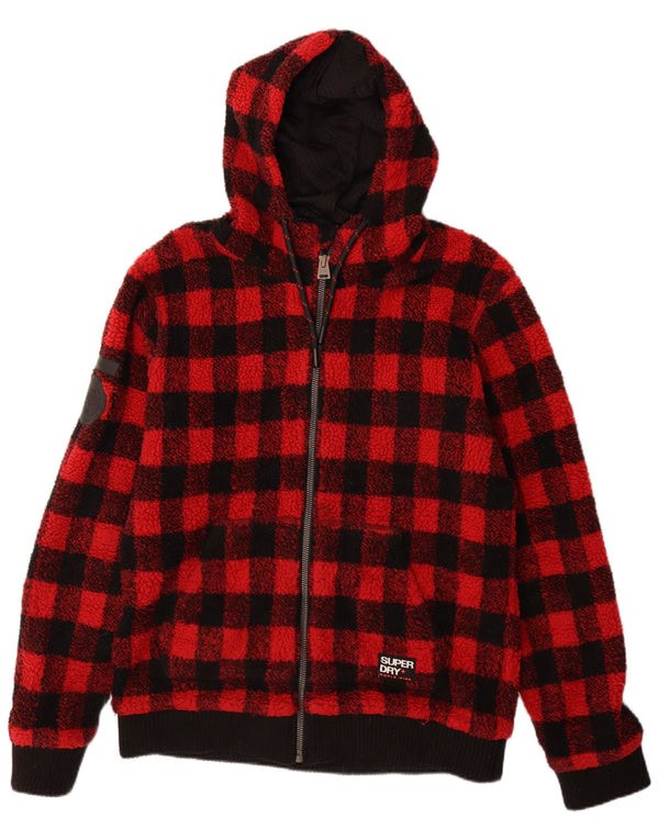 Superdry Ανδρικό μπουφάν με κουκούλα Fleece UK 44 2XL Red Gingham Polyester