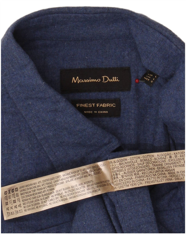 Ανδρικό πουκάμισο Massimo Dutti, Μεγάλο Βαμβακερό, Μπλε Navy