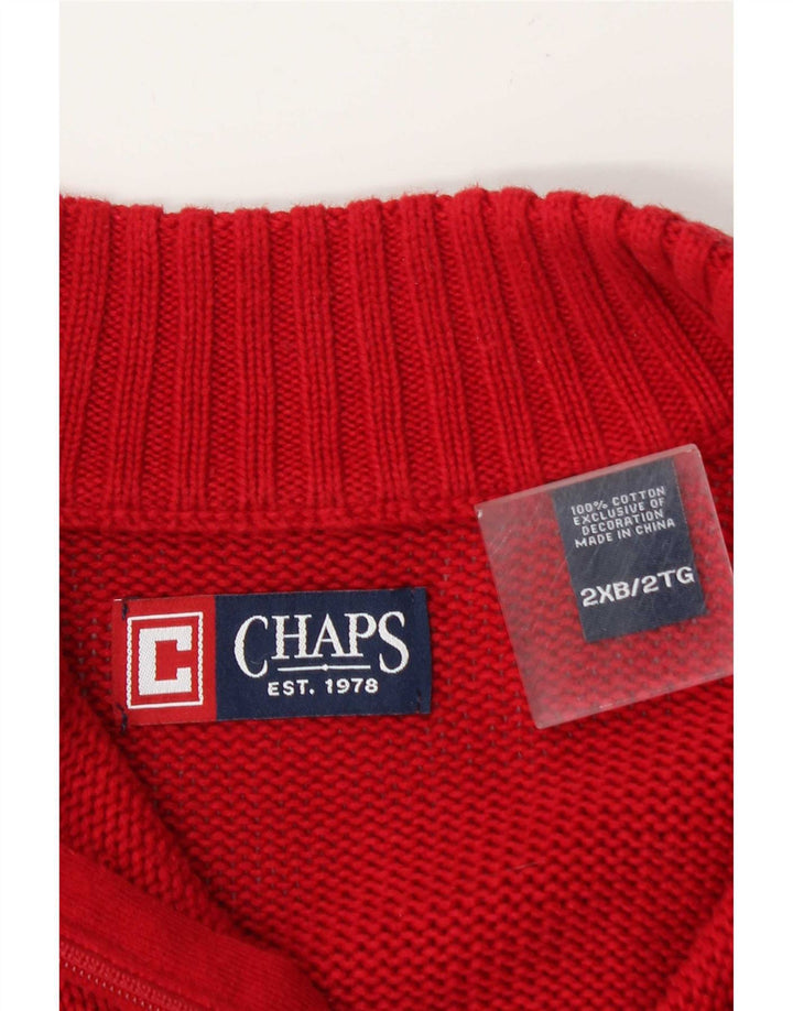 Chaps Ανδρικό πουλόβερ με φερμουάρ 2XL, κόκκινο βαμβακερό