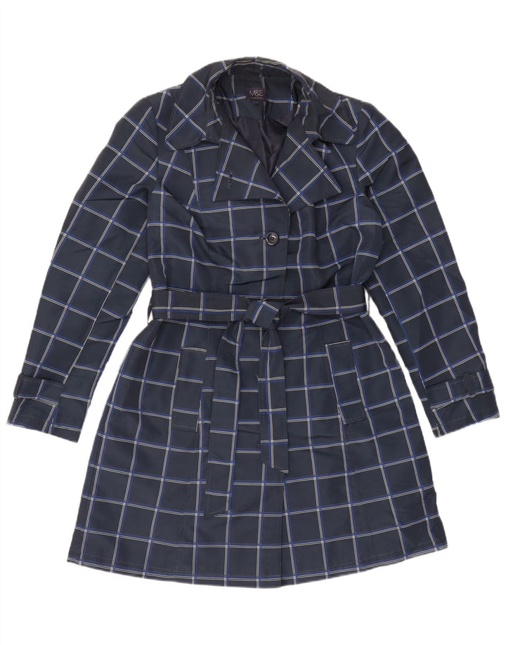 Marks & Spencer Γυναικεία καμπαρντίνα UK 12 Medium Navy Blue Check Polyester