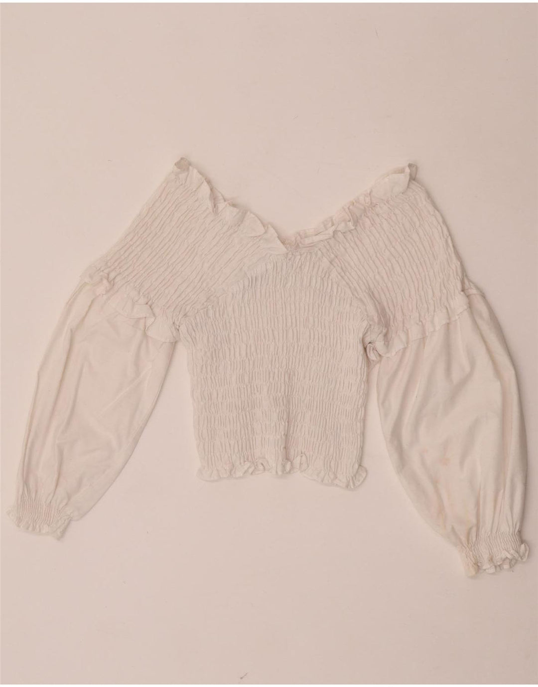 Zara γυναικείο μακρυμάνικο μπλουζάκι ώμου Crop Off UK 12 Medium White