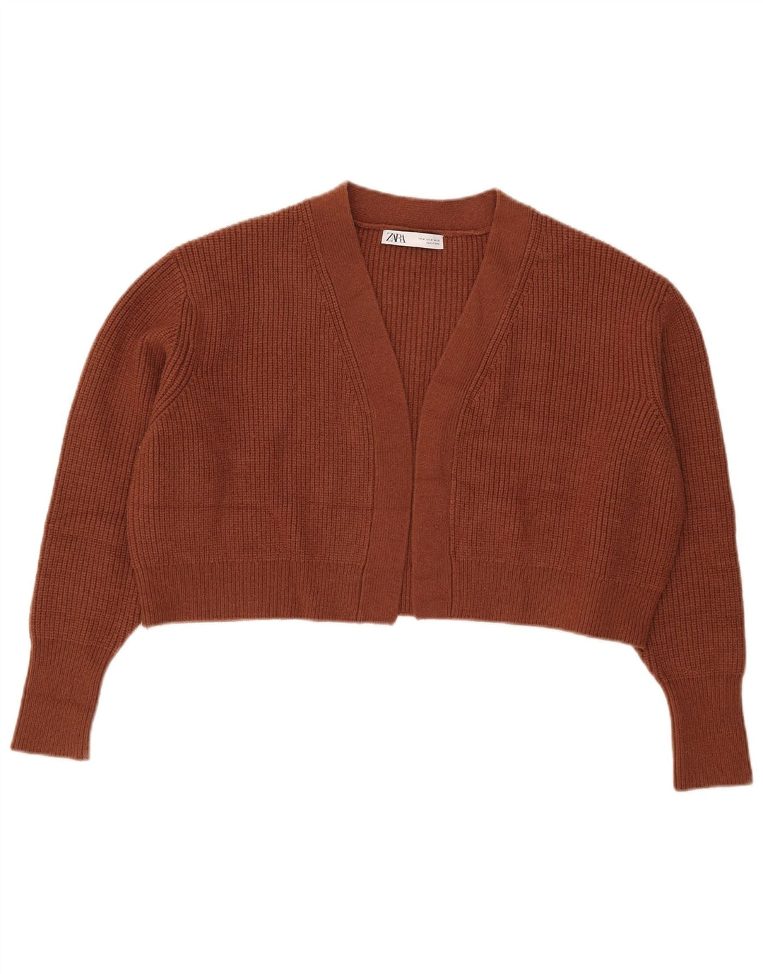Ζακέτα Zara Oversized Crop Open UK 14 Medium Brown