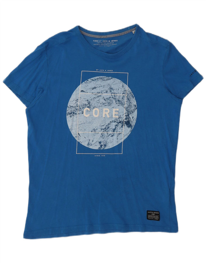 Jack & Jones Ανδρικό γραφικό T-Shirt Top από μεσαίο μπλε βαμβακερό