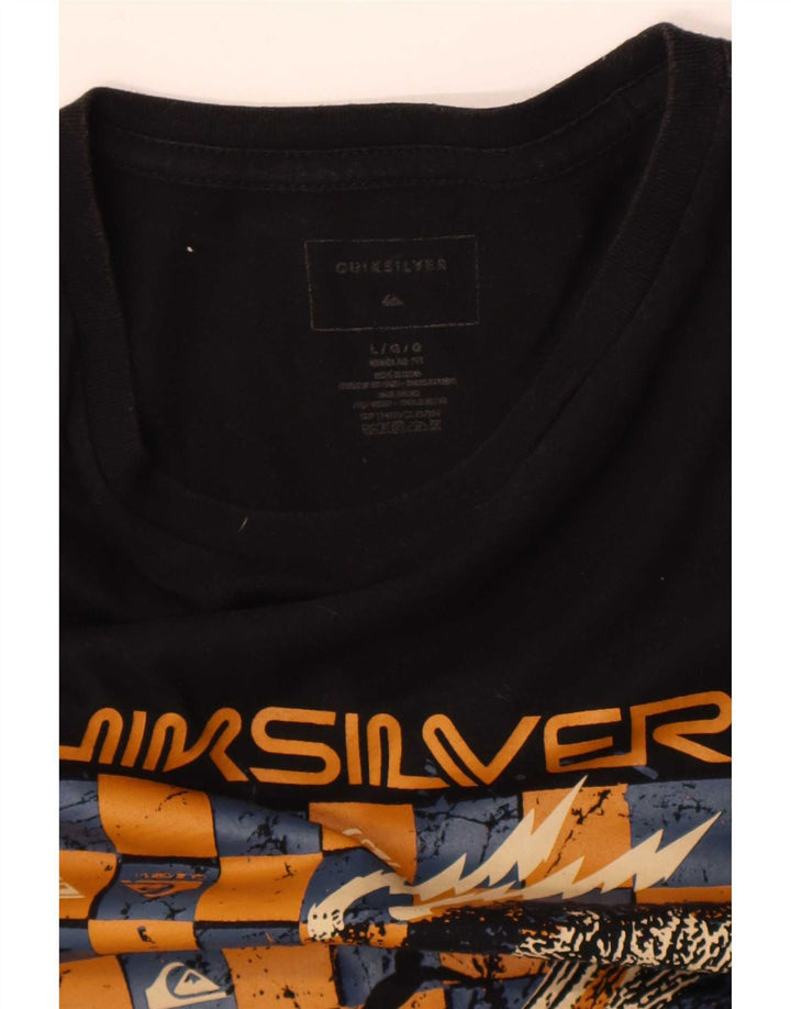 Quiksilver Ανδρικό T-Shirt κανονικό γραφικό τοπ μεγάλο μαύρο βαμβακερό
