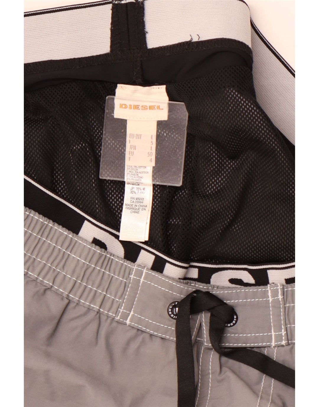 DIESEL Ανδρικό γραφικό σορτς κολύμβησης μεγάλο γκρι βαμβακερό