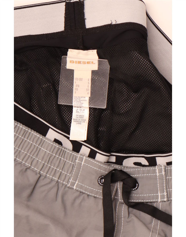 DIESEL Ανδρικό γραφικό σορτς κολύμβησης μεγάλο γκρι βαμβακερό