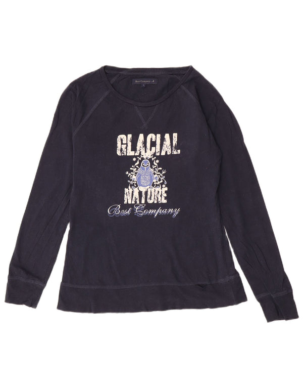 Best Company Girls Graphic Top Μακρυμάνικο 12-13 ετών Large Navy Blue