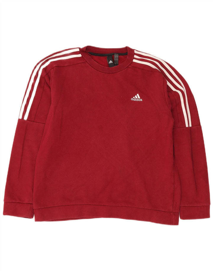 Ανδρικό φούτερ ADIDAS Jumper από μεσαίο βαμβακερό μπορντό