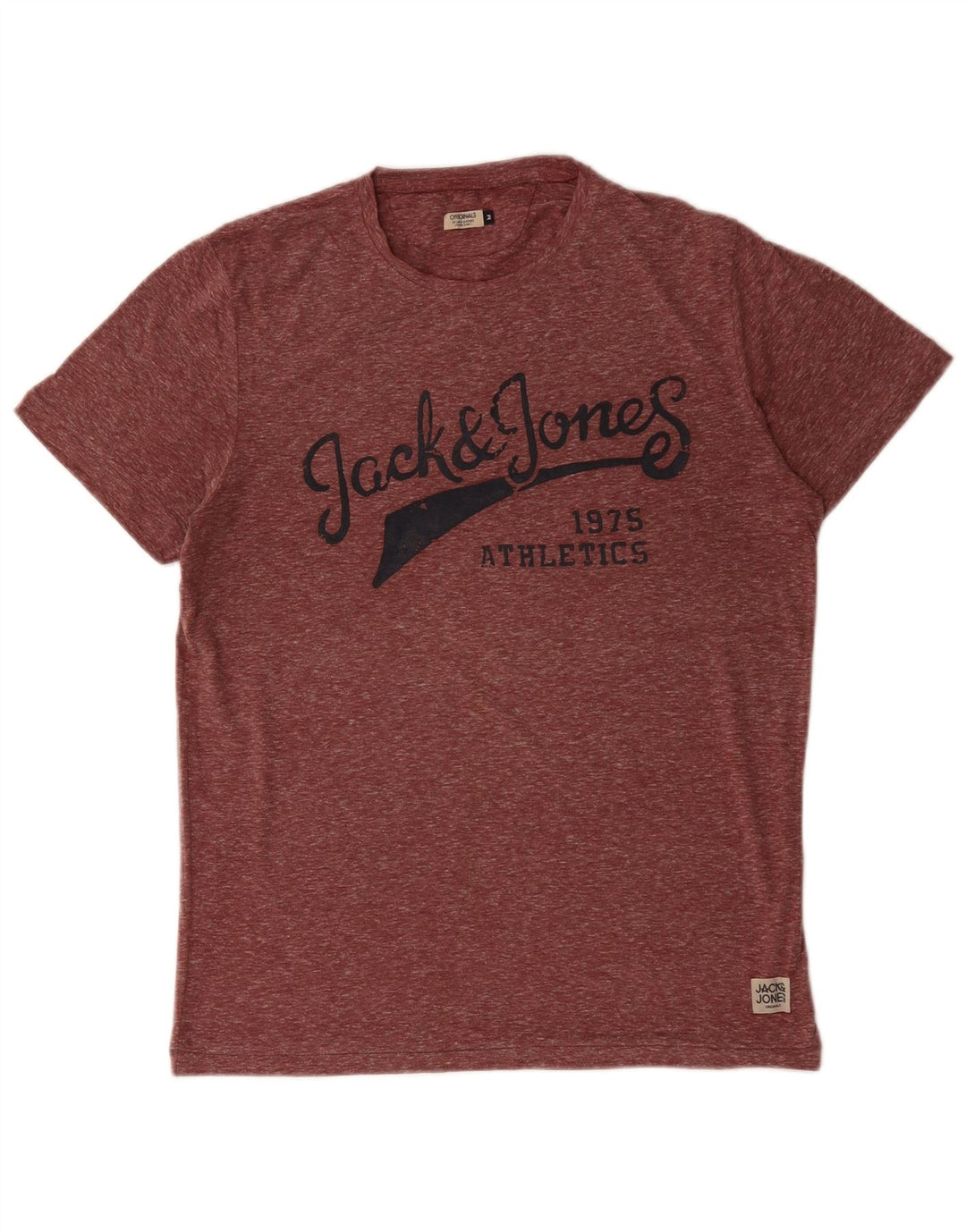 Ανδρικό γραφικό μπλουζάκι JACK & JONES Κορυφαίο μεσαίο μπορντό πολυεστέρας