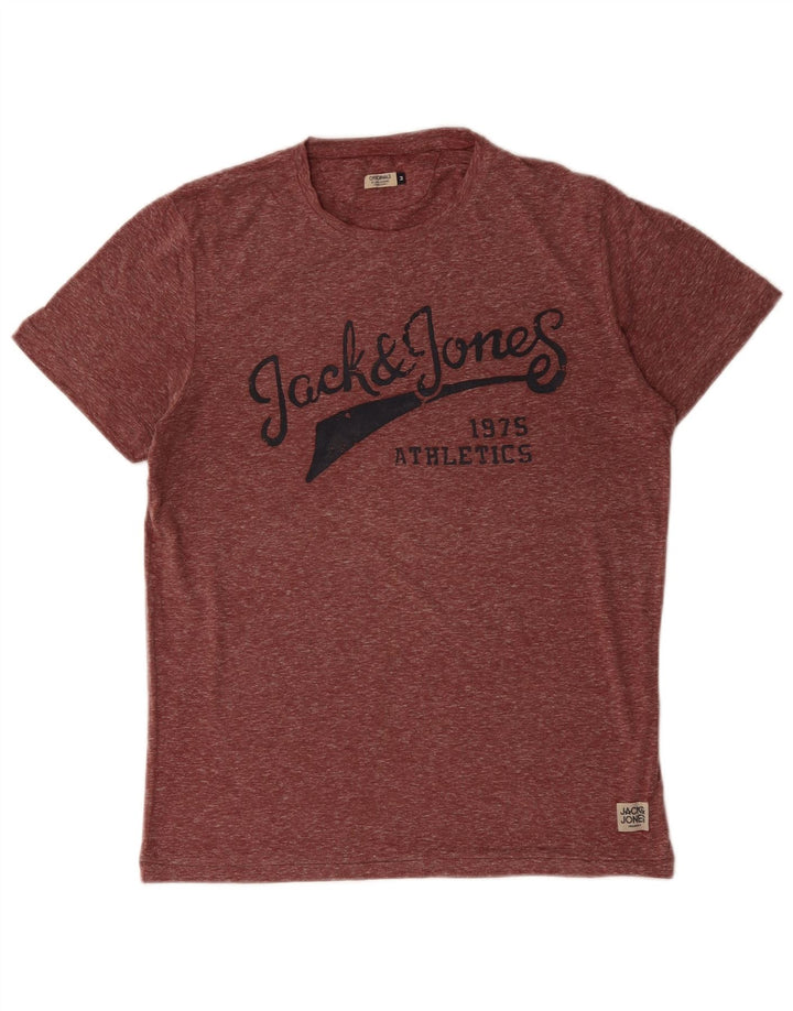 Ανδρικό γραφικό μπλουζάκι JACK & JONES Κορυφαίο μεσαίο μπορντό πολυεστέρας