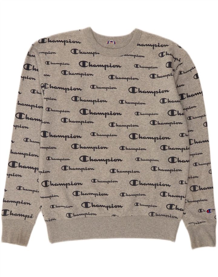 CHAMPION Mens Graphic Sweatshirt Jumper Medium Grey Cotton Vintage Champion and Second-Hand Champion from Messina Hembry 