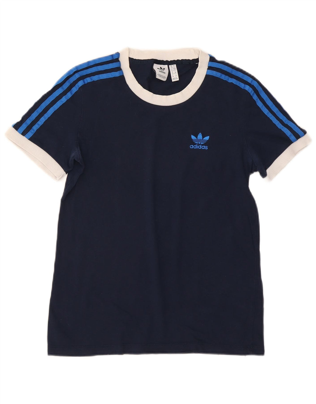 ADIDAS Γυναικείο T-Shirt Top UK 10 Small Navy Blue από βαμβάκι