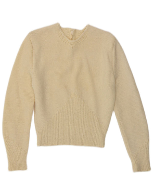 Γυναικείο πουλόβερ με λαιμόκοψη VINTAGE UK 10 Small Off White