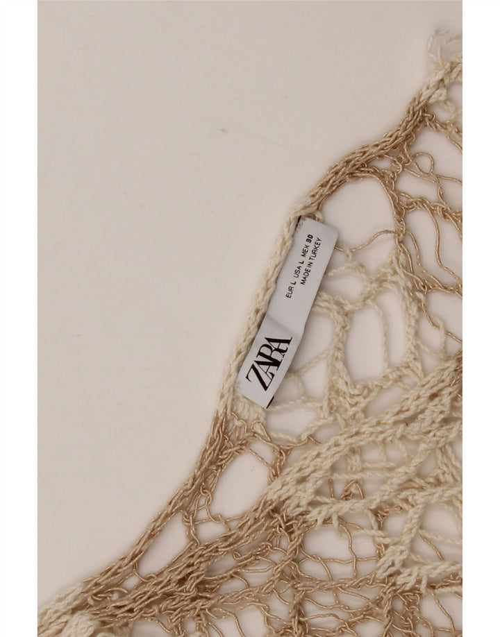 Zara Γυναικείο Crochet Poncho Top UK 16 Large Beige