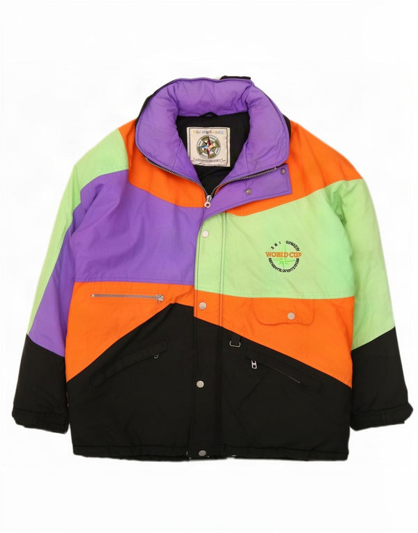 Vintage Mens Loose Fit Ski Jacket UK 40 Large Multicoloured Colourblock