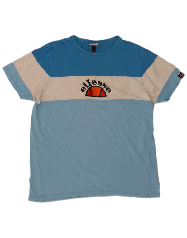 Ανδρικό γραφικό μπλουζάκι ELLESSE Top Large Blue Colourblock Βαμβακερό