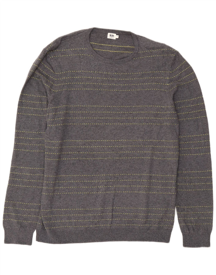 Ανδρικό πουλόβερ John Lewis Crew Neck Jumper, Βαμβακερό μεσαίο μπλε ριγέ