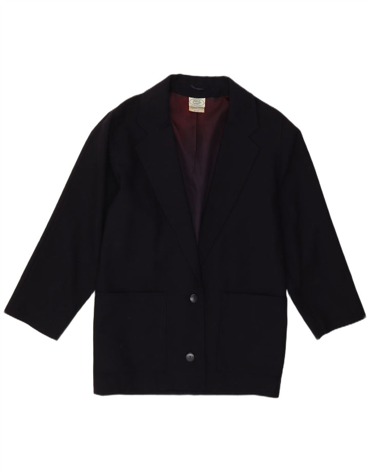 Laura Ashley Γυναικείο μπλέιζερ με 2 κουμπιά μπουφάν UK 10 Small Navy Blue Wool