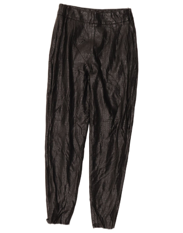 Zara Γυναικείο Skinny παντελόνι από συνθετικό δέρμα Small W26 L26 Μαύρο Animal Print