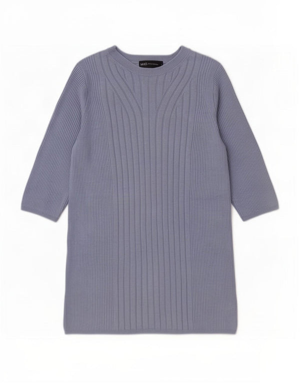 Marks & Spencer Γυναικείο πουλόβερ με λαιμόκοψη UK 12 Medium Blue