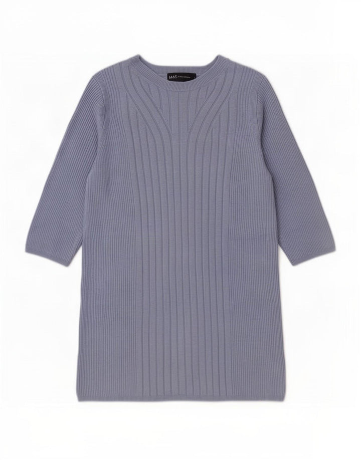 Marks & Spencer Γυναικείο πουλόβερ με λαιμόκοψη UK 12 Medium Blue