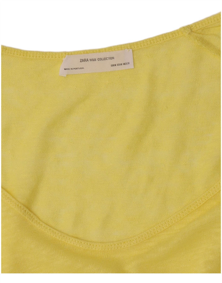Zara Γυναικείο T-Shirt Top UK 12 Medium Yellow