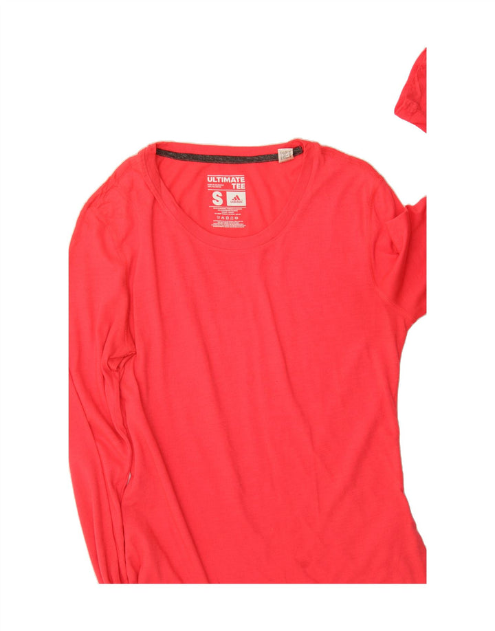 ADIDAS Womens Climalite Top Long Sleeve UK 10 Small Red Vintage Adidas and Second-Hand Adidas from Messina Hembry 