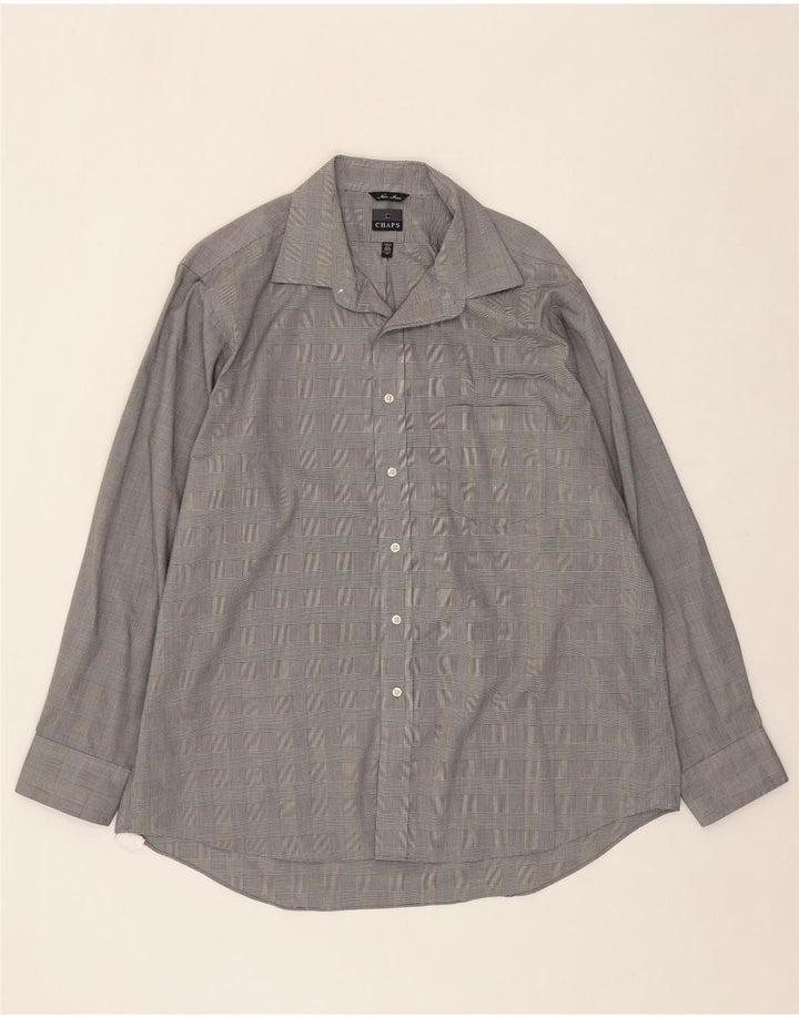 CHAPS Mens Classic Fit Shirt Size 17 1/2 XL Grey Houndstooth Cotton Vintage Chaps and Second-Hand Chaps from Messina Hembry 