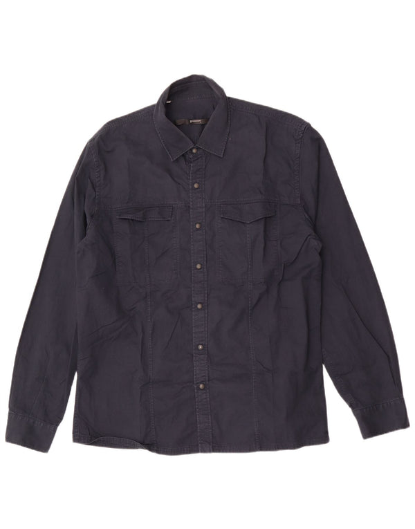 Vintage Ανδρικό πουκάμισο Western 2XL Navy Blue Cotton