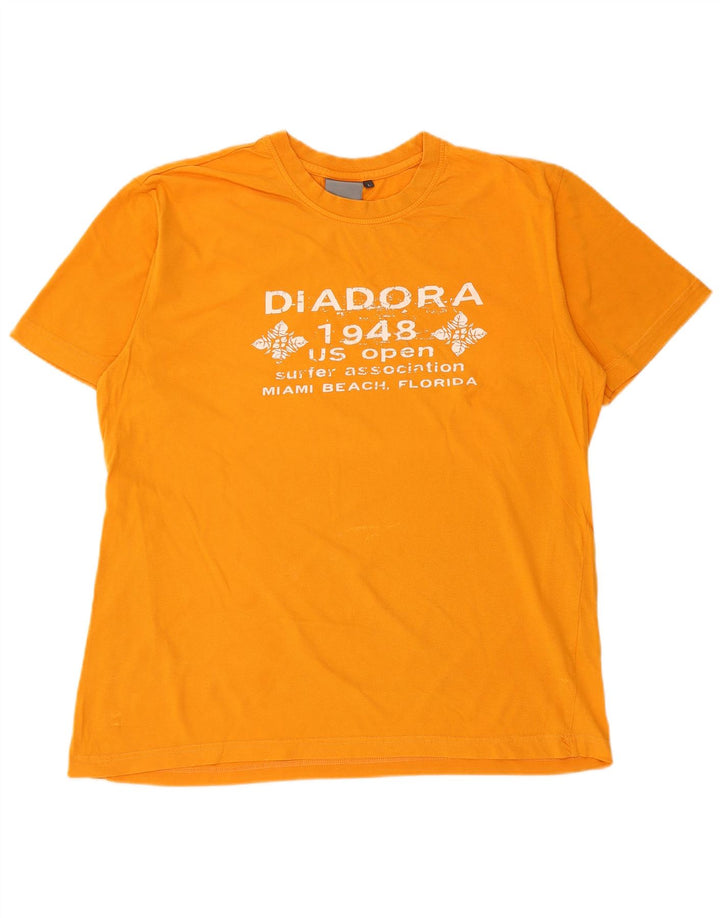 DIADORA Ανδρικό γραφικό T-Shirt Top μεγάλο πορτοκαλί βαμβακερό