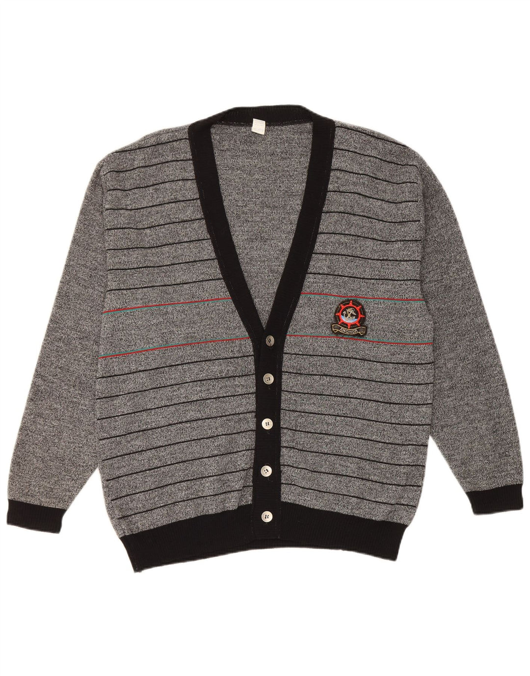 Vintage Ανδρικό Ζακέτα πουλόβερ IT 50 Medium Grey ριγέ