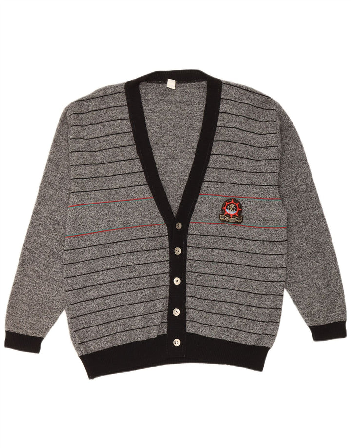 Vintage Ανδρικό Ζακέτα πουλόβερ IT 50 Medium Grey ριγέ