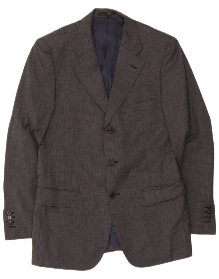 ZARA Ανδρικό σακάκι μπλέιζερ με 3 κουμπιά EU 46 Small Grey Wool