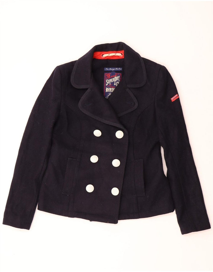 Γυναικείο παλτό μπιζελιού SUPERDRY UK 14 Medium Navy Blue Wool
