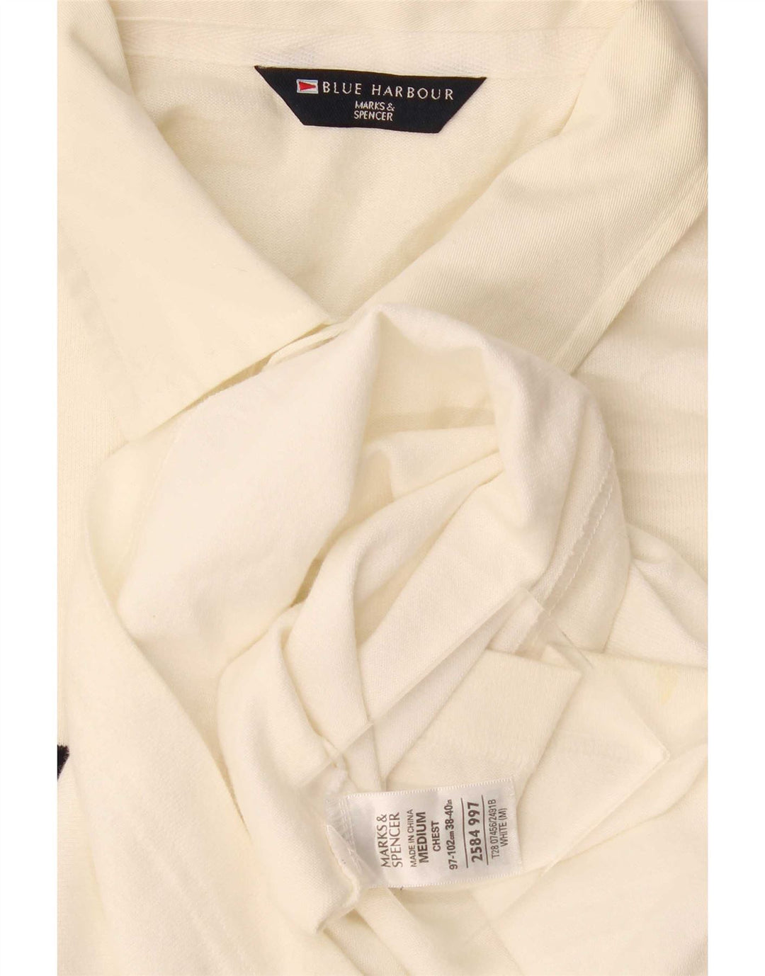 Marks & Spencer Ανδρικό Μπλου Χάρμπορ Πόλο Μπλουζάκι Μεσαίο άσπρο ριγέ