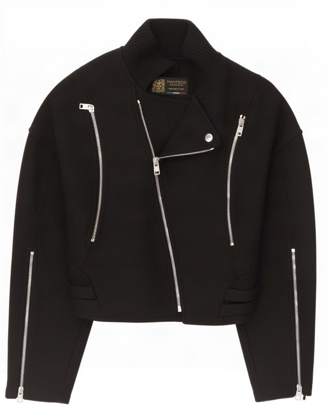 Zara Γυναικείο Biker Jacket UK 6 XS μαύρο μαλλί
