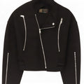 Zara Γυναικείο Biker Jacket UK 6 XS μαύρο μαλλί