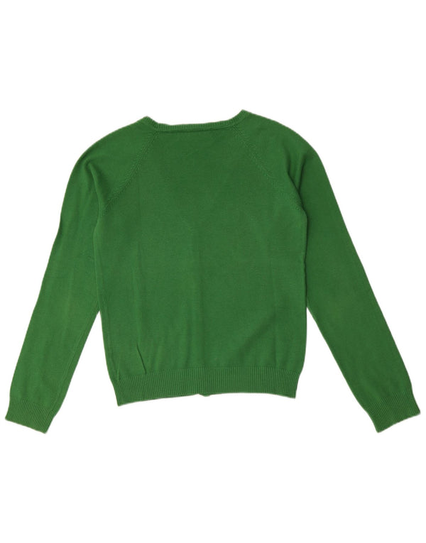 Zara Γυναικείο πουλόβερ ζακέτας Crop UK 12 Μεσαίο πράσινο βαμβακερό