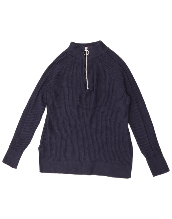 Marks & Spencer Γυναικείο πουλόβερ με φερμουάρ UK 10 Small Navy Blue