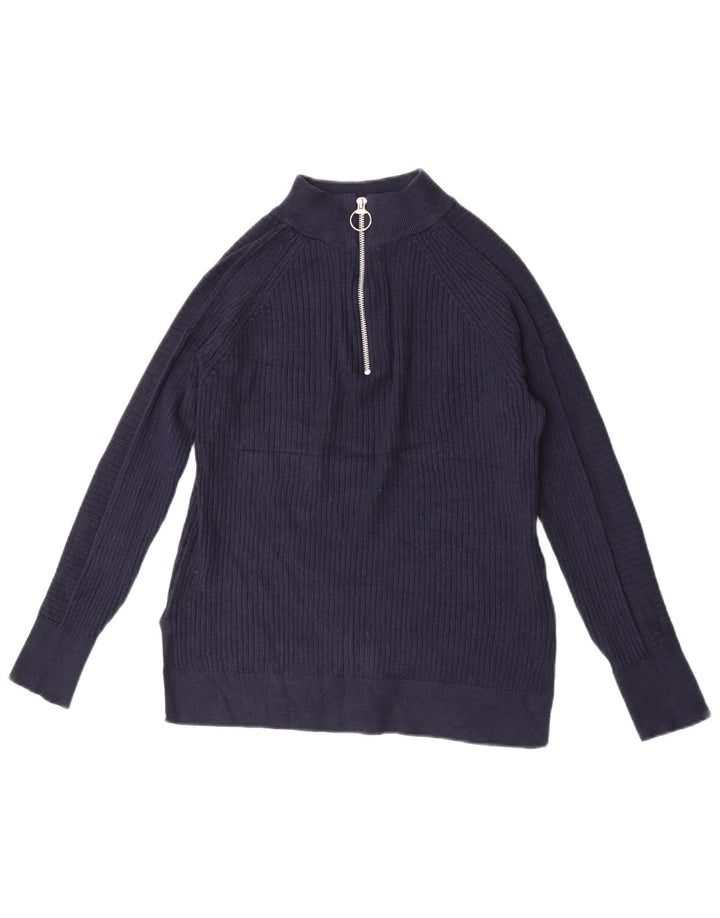 Marks & Spencer Γυναικείο πουλόβερ με φερμουάρ UK 10 Small Navy Blue
