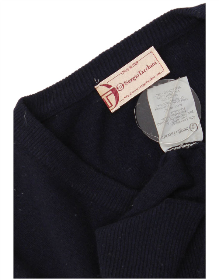 Sergio Tacchini Ανδρικό πουλόβερ με V λαιμόκοψη 2XL Μαλλί Navy Blue