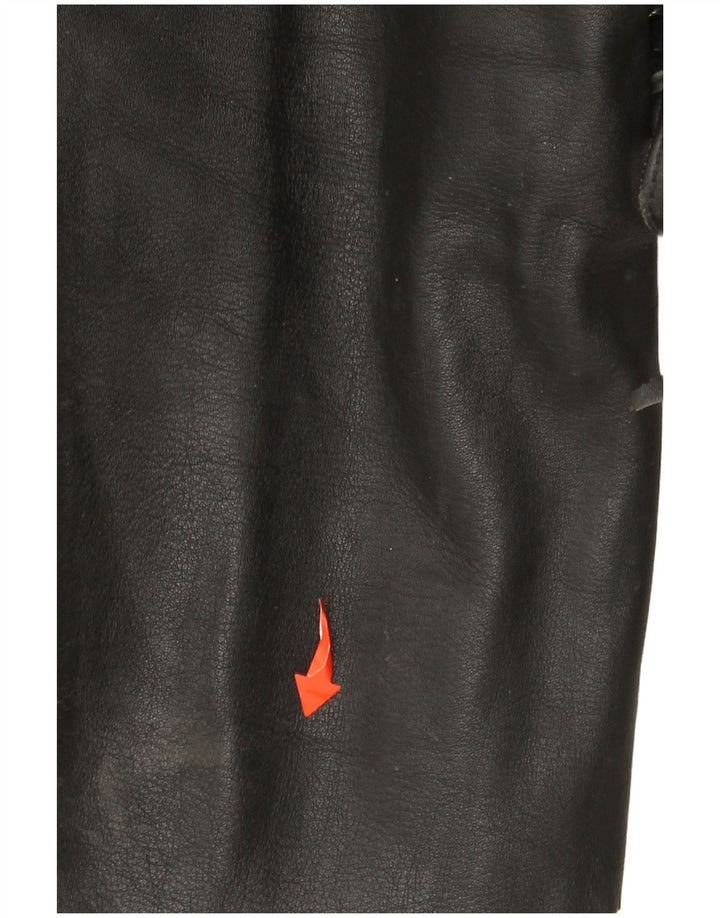 Vintage γυναικείο ίσιο δερμάτινο παντελόνι IT 52 2XL W30 L28 μαύρο δέρμα