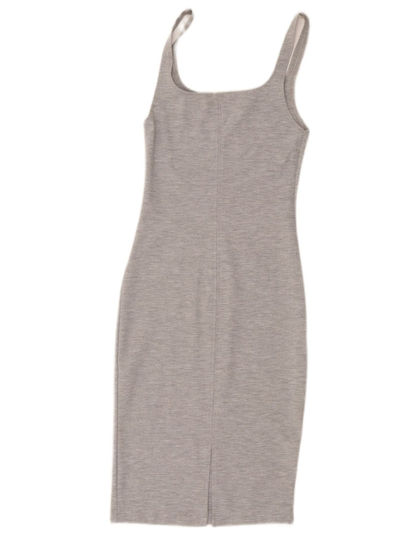 Zara Γυναικείο Trafaluc Αμάνικο Bodycon Φόρεμα UK 8 Small Grey Flecked