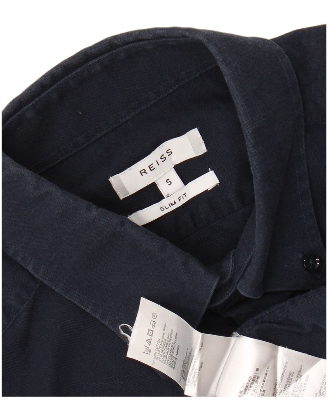 Ανδρικό πουκάμισο REISS Slim Fit Μικρό μπλε ναυτικό βαμβακερό