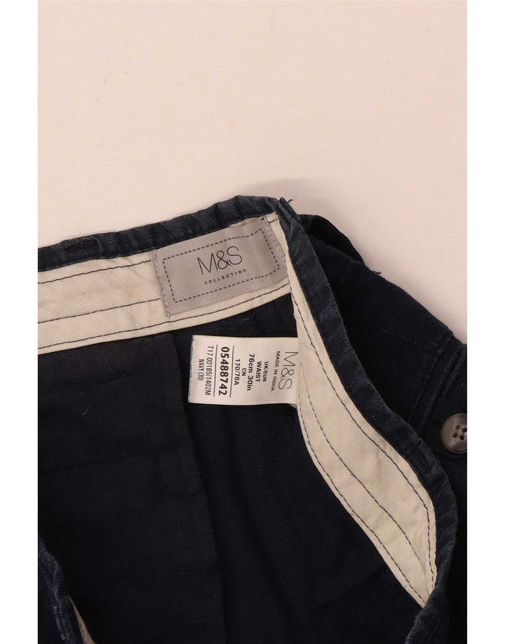 Ανδρικό σορτς Chino Marks & Spencer W30 Medium Navy Blue Λευκό