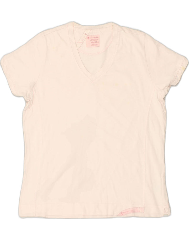 CHAMPION Womens Loose Fit T-Shirt Top UK 10 Small Pink Cotton | Vintage Champion | Thrift | Second-Hand Champion | Used Clothing | Messina Hembry 
