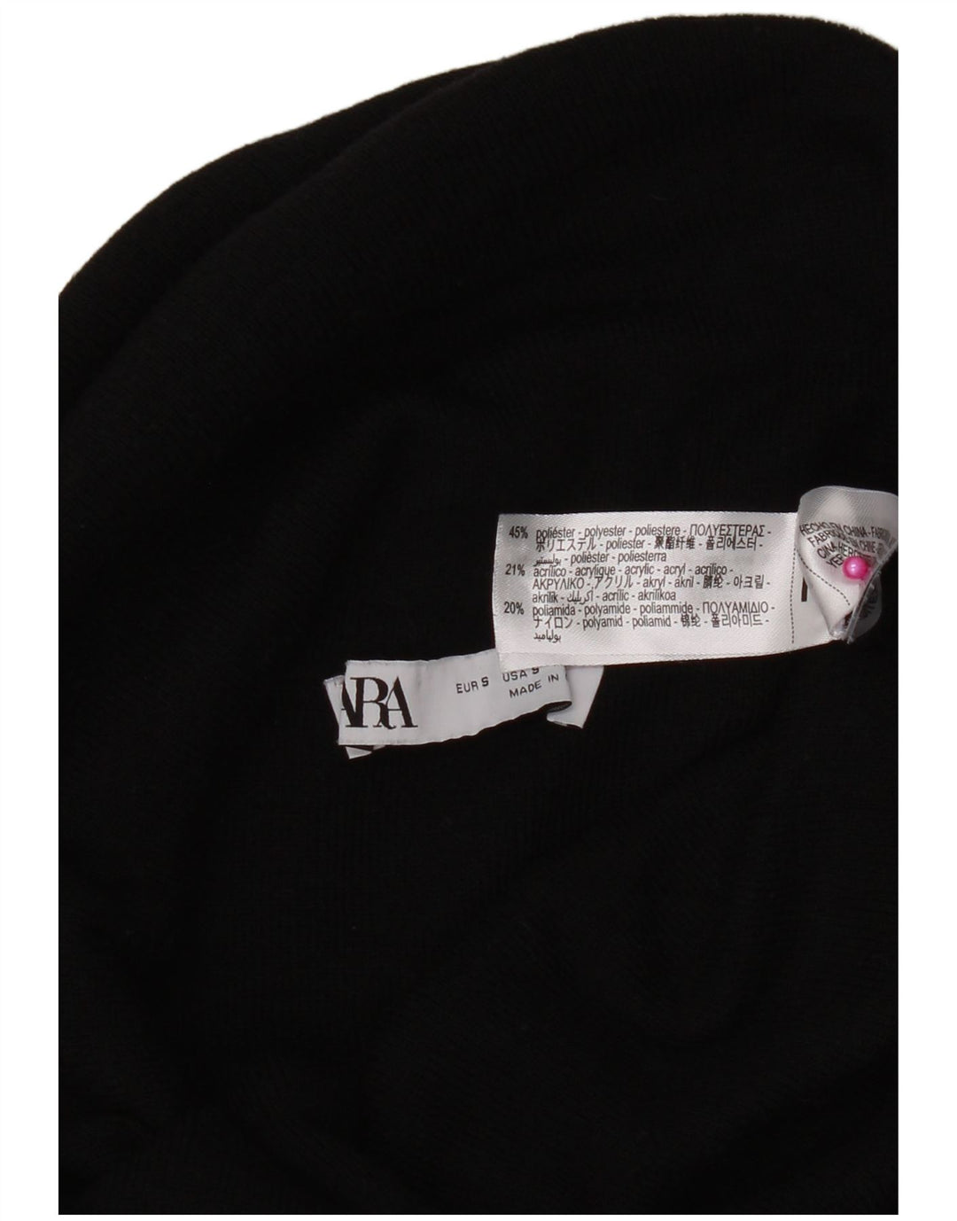 Zara Γυναικείο μπλουζάκι με ρολό μακρυμάνικο UK 8 μικρό μαύρο πολυεστέρα